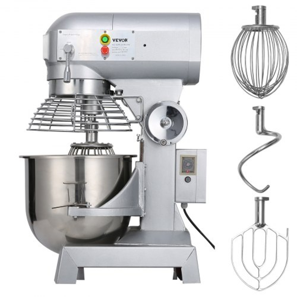 Commercial Food Mixer Speeds Adjustable RPM Heavy Duty With Stainless Steel Bowl Dough Hooks Beater 8
