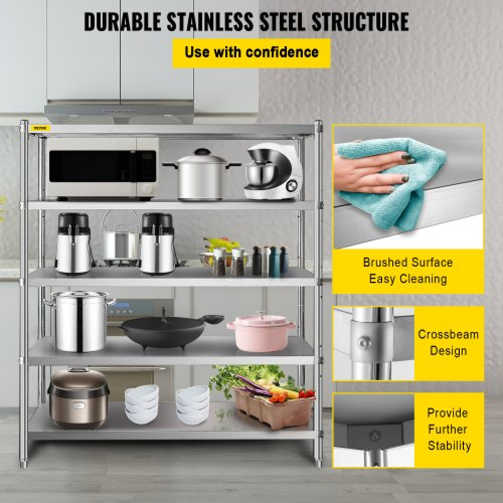 Heavy Duty Stainless Steel Shelving Adjustable Shelf Storage Rack For Kitchen Office Garage 3