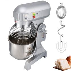heavy duty commercial food mixer, speed stand mixer with stainless steel bowl, dough hook & whisk