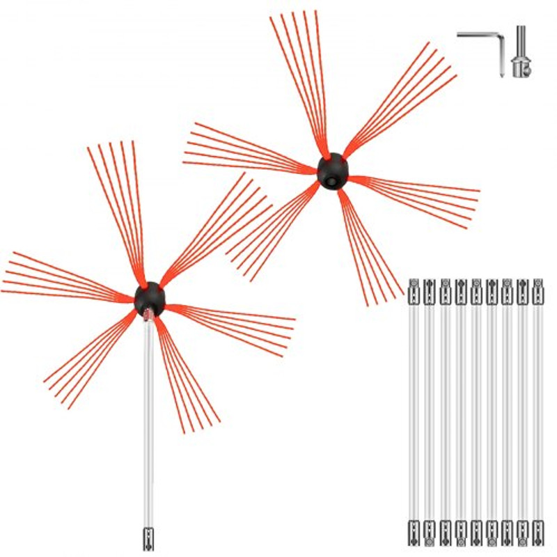 Chimney Sweep Kit With Nylon Flexible Rods  Brush Heads Rotary Chimney Brush Cleaning Kit For Firep 0