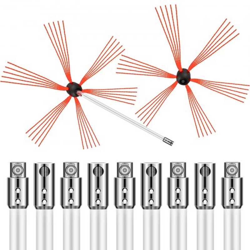Chimney Sweep Kit With Nylon Flexible Rods  Brush Heads Rotary Chimney Brush Cleaning Kit For Firep 9