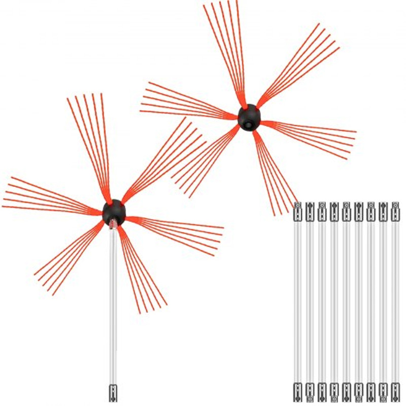 Chimney Sweep Kit With Nylon Flexible Rods  Brush Heads Rotary Chimney Brush Cleaning Kit For Firep 8