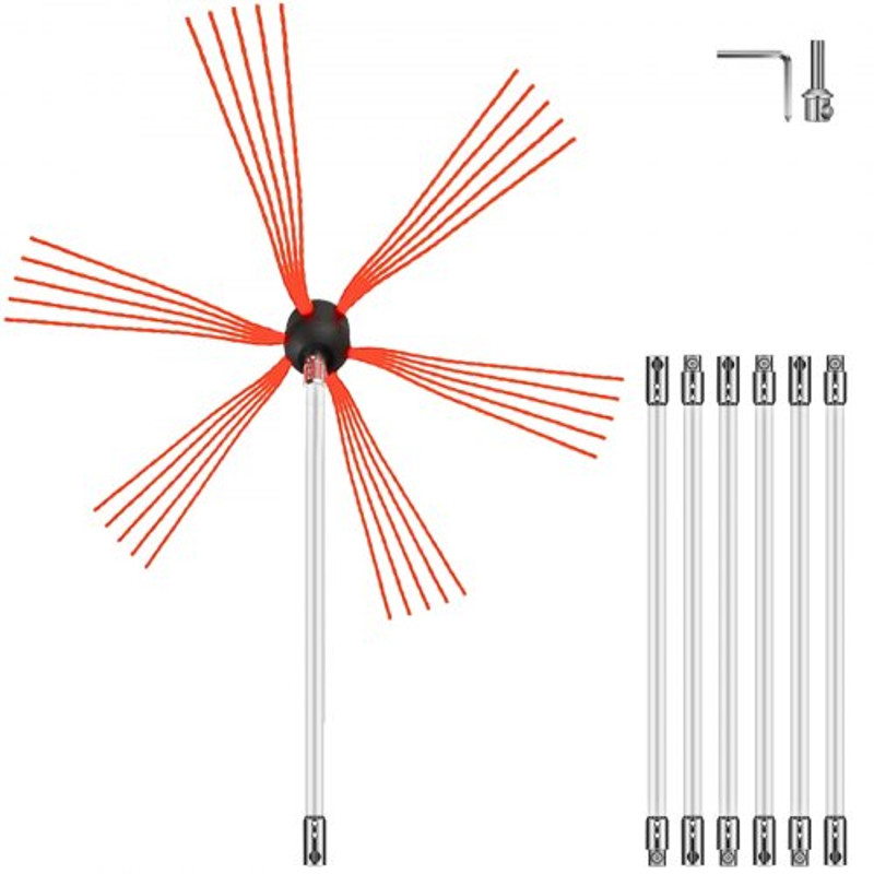 Rotary Chimney Cleaning Kit Driven By Drill Chimney Brush Kit With Nylon Flexible Rods For Fireplac 0