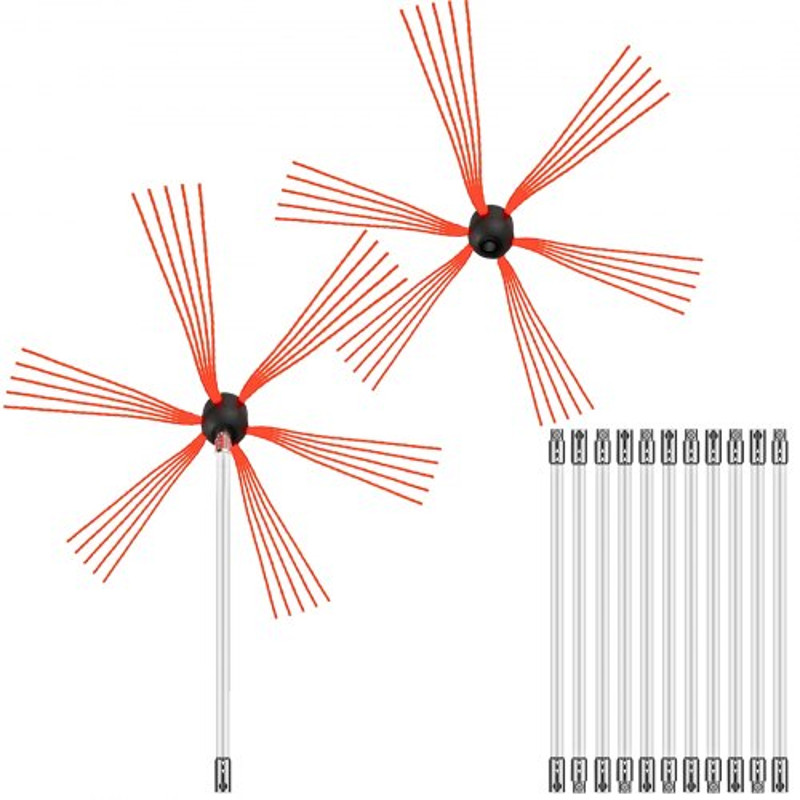Chimney Sweep Kit Length Chimney Brush Kit With Nylon Flexible Rods  Brush Heads Rotary Chimney Cle 8