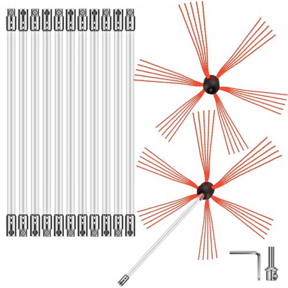 Chimney Sweep Kit Length Chimney Brush Kit With Nylon Flexible Rods  Brush Heads Rotary Chimney Cle 10