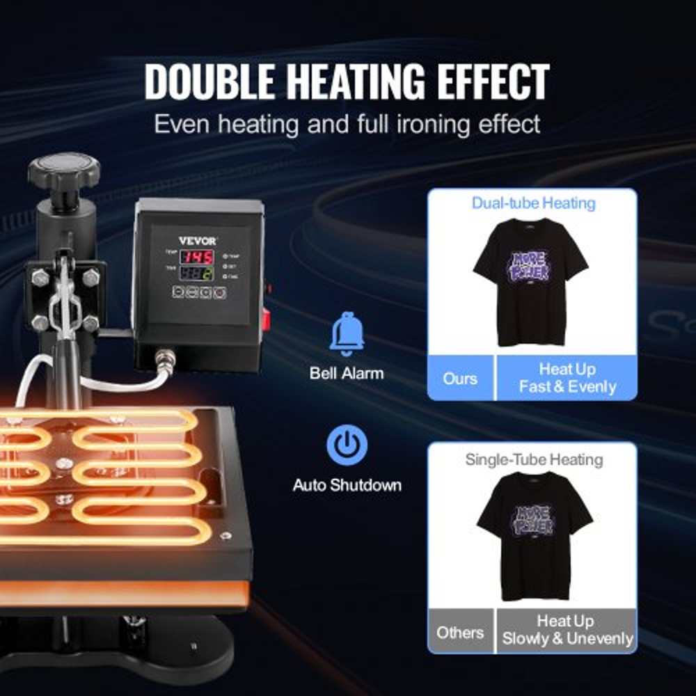 12"x10" Heat Press Machine – Digital Swing-Away Sublimation & Heat Transfer Printing Machine for T-Shirts