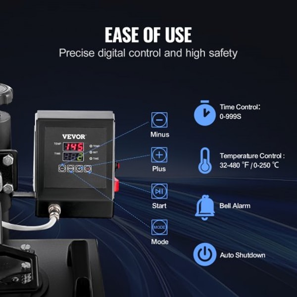 12"x10" Heat Press Machine – Digital Swing-Away Sublimation & Heat Transfer Printing Machine for T-Shirts