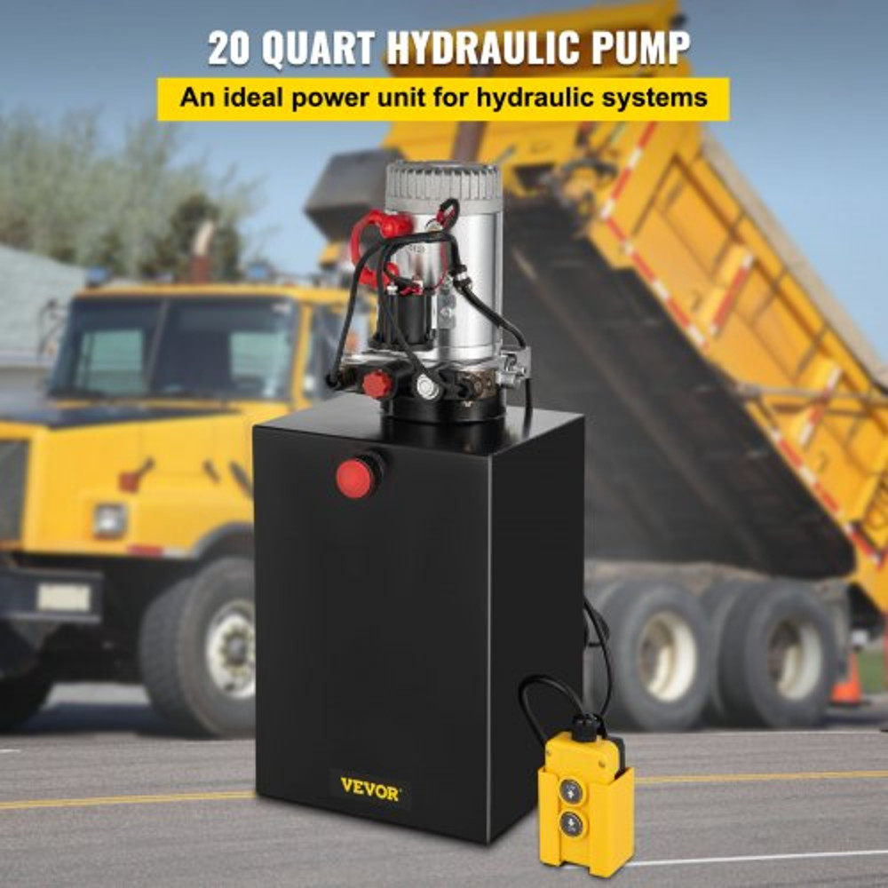 20 Quart Hydraulic Power Unit Double Acting Hydraulic Pump For Dump Trailers  3200 PSI  12V DC  2 G 2