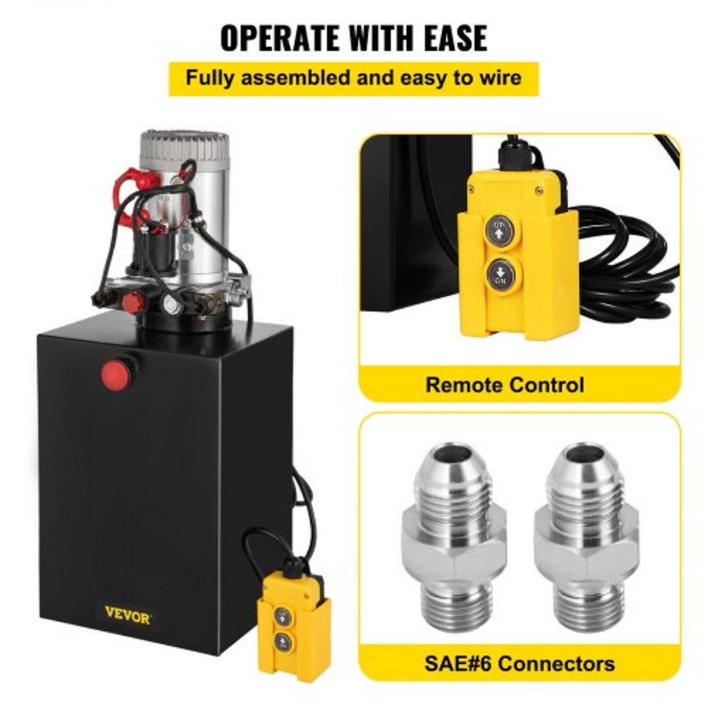 20 Quart Hydraulic Power Unit Double Acting Hydraulic Pump For Dump Trailers  3200 PSI  12V DC  2 G 4