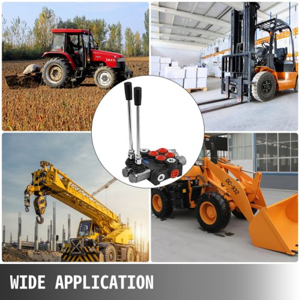 2-Spool Hydraulic Directional Control Valve, 11 GPM, 4300 PSI Double Acting Valve for Tractors & Loaders