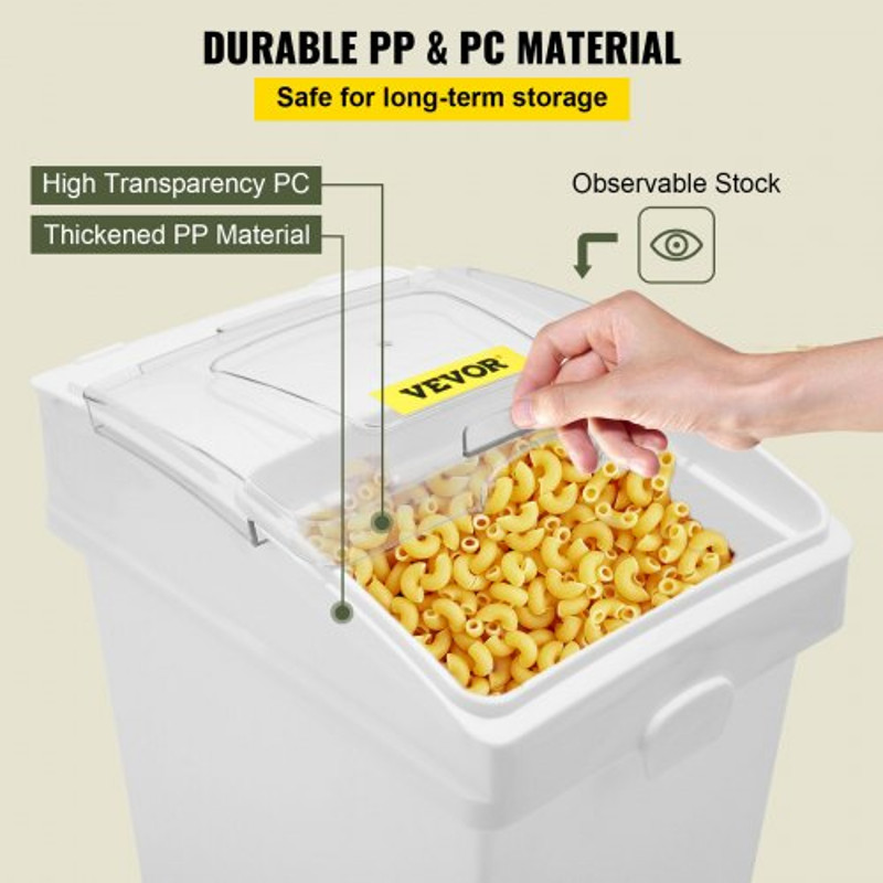 White Shelf Ingredient Bin With Scoop  Sliding Lid Commercial Storage Bins For Flour Rice  Pet Food 5