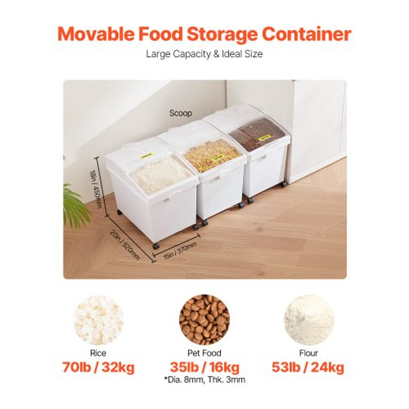 3Pack White Shelf Ingredient Bin With Scoop  Sliding Lid Commercial Storage Bins For Dry Food Rice  2
