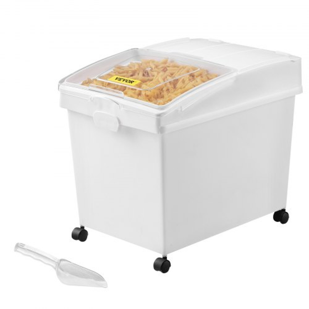 3Pack White Shelf Ingredient Bin With Scoop  Sliding Lid Commercial Storage Bins For Dry Food Rice  8