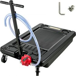 17 gallon low profile oil drain pan with pump & 8' hose, 64l oil drain pan for suv, car, and trucks