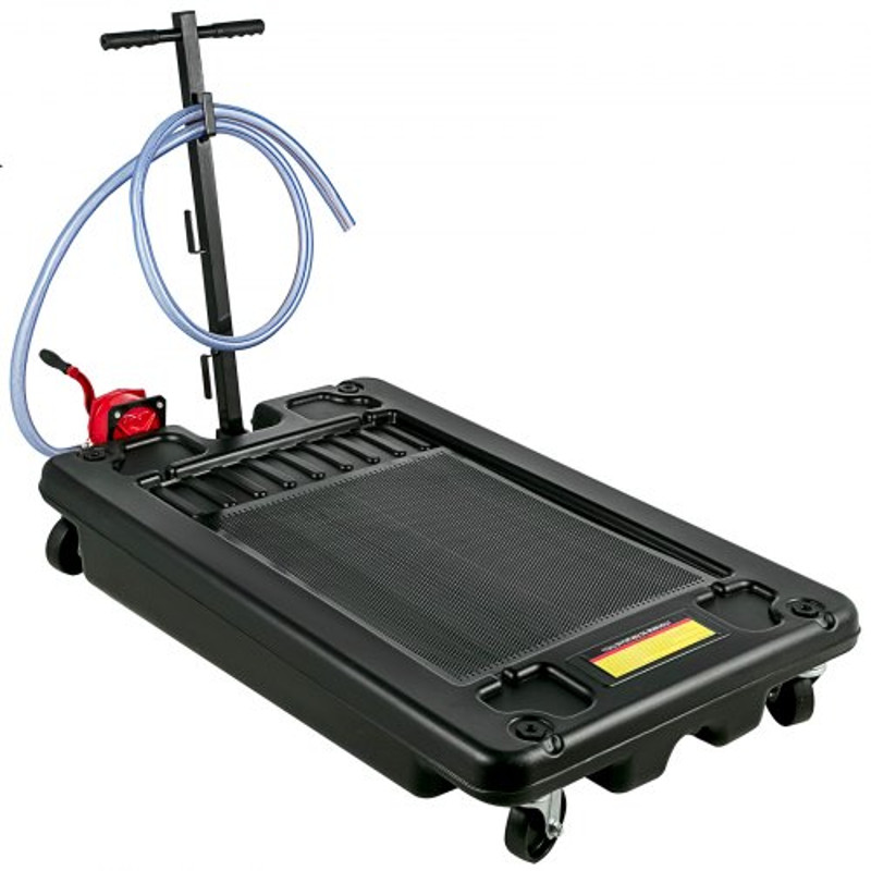 17 Gallon Low Profile Oil Drain Pan with Pump & 8' Hose, 64L Oil Drain Pan for SUV, Car, and Trucks