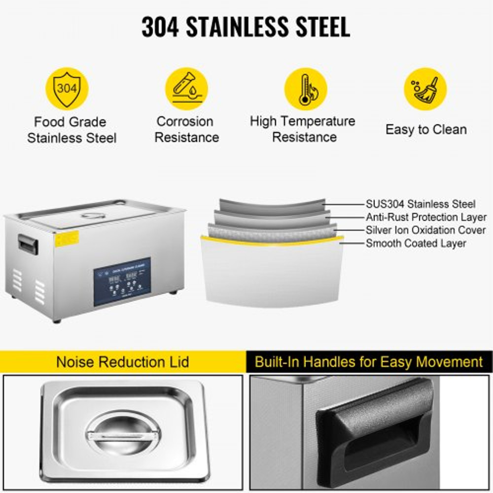 30L Professional Ultrasonic Parts Cleaner with Heater & Timer, Dual Frequency (28/40kHz) for Dental Instruments.