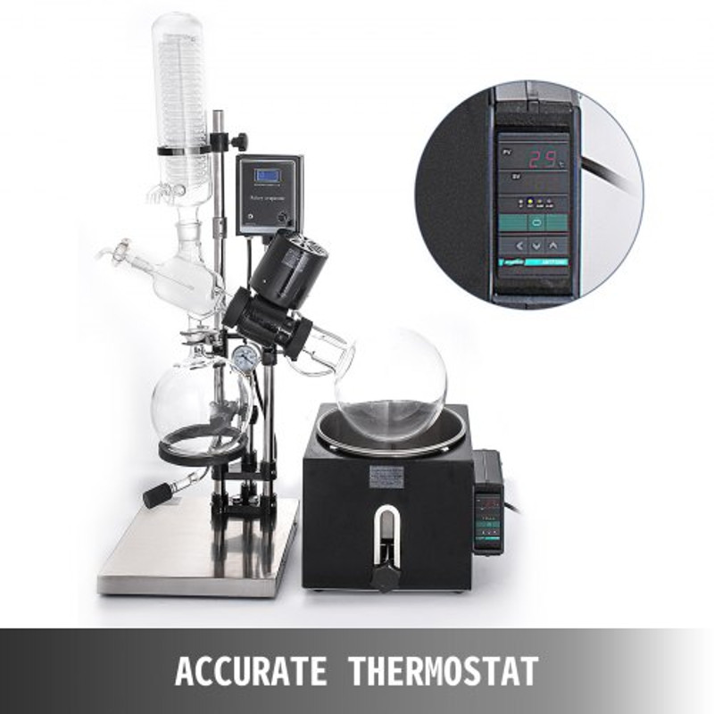 5L Rotary Evaporator RE-501, Digital Controller Vacuum Evaporator Set with 0-90RPM & Manual Lifting