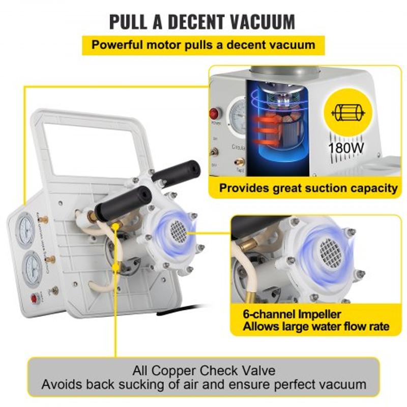 180W Stainless Vacuum Pump 110V AntiCorrosion Lab Chemistry Equipment With 15L Water Tank 3