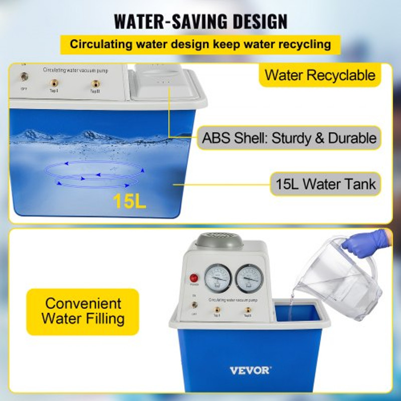 180W Stainless Vacuum Pump 110V AntiCorrosion Lab Chemistry Equipment With 15L Water Tank 5