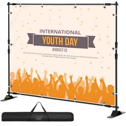 8x10ft adjustable height & width banner stand, newest step and repeat backdrop for trade shows & photo booths