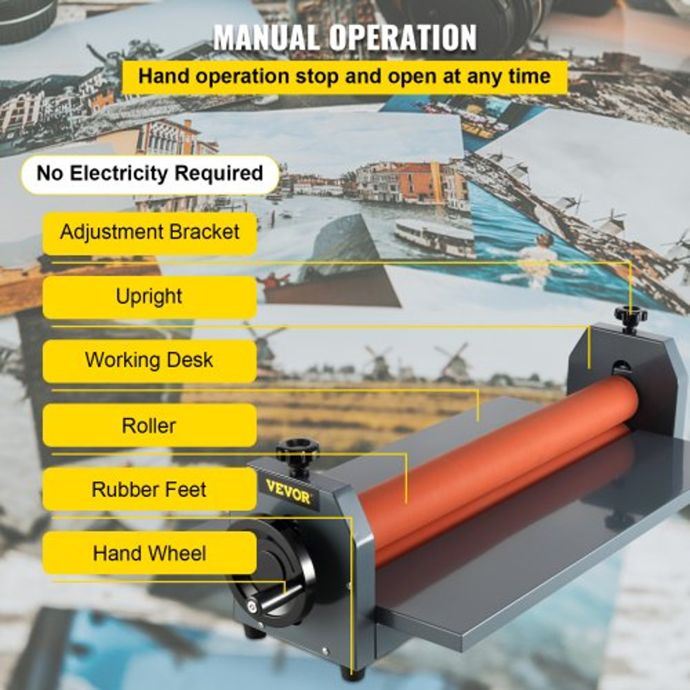 10mm Manual Vinyl Photo Film Cold Laminator Hand Crank Pressure Roll Laminator For Professional Mou 6