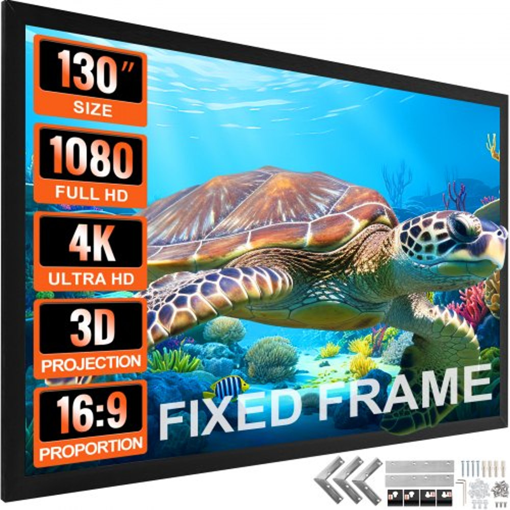 130 169 Movie Projector Screen 4K HD Aluminum Frame Wall Mounted Projector Screen For Home Theater 1