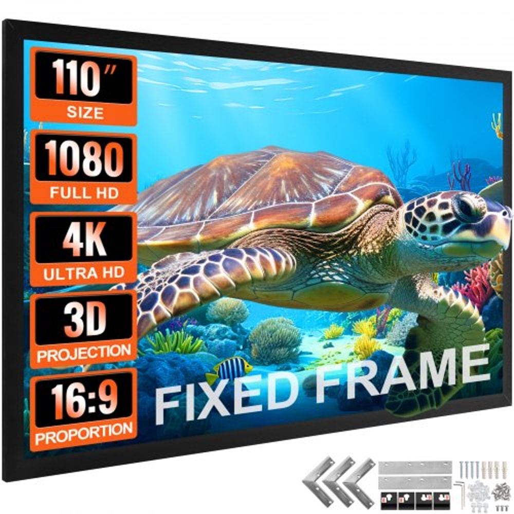 110 169 4K HD Movie Projector Screen Aluminum Frame Wall Mounted For Home Theater Office Use 1