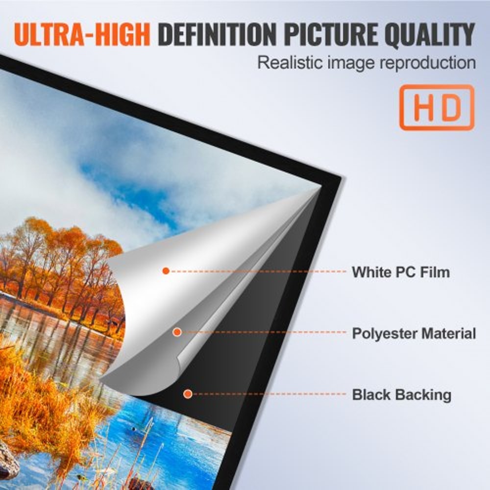 110 169 4K HD Movie Projector Screen Aluminum Frame Wall Mounted For Home Theater Office Use 3