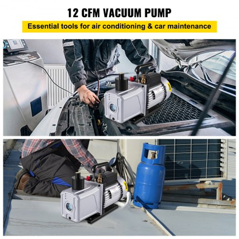 1HP Industrial Vacuum Pump 12CFM Rotary Vane Air Tool For AC Repair Auto Maintenance  Refrigerant E 2