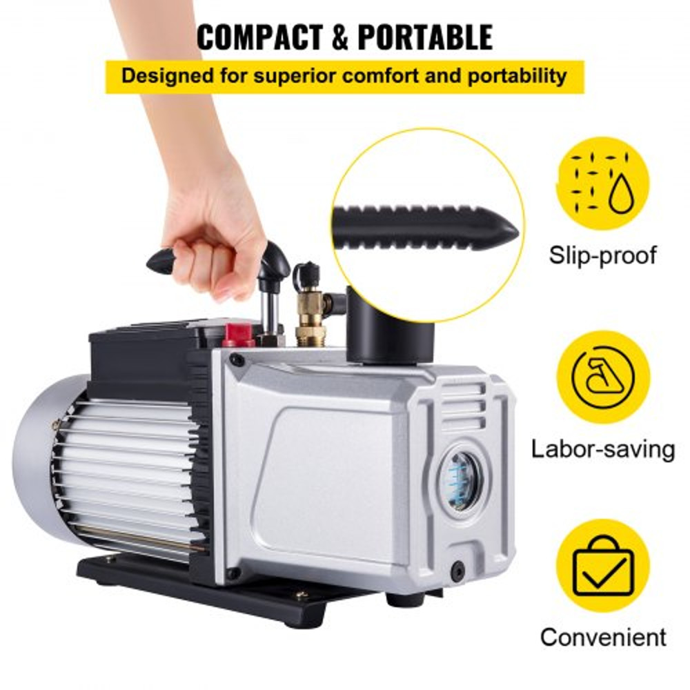 1HP Industrial Vacuum Pump 12CFM Rotary Vane Air Tool For AC Repair Auto Maintenance  Refrigerant E 6