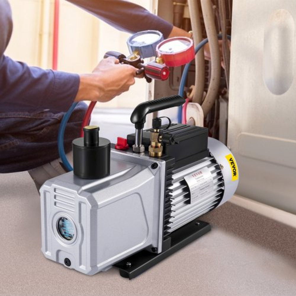 1HP Industrial Vacuum Pump 12CFM Rotary Vane Air Tool For AC Repair Auto Maintenance  Refrigerant E 0