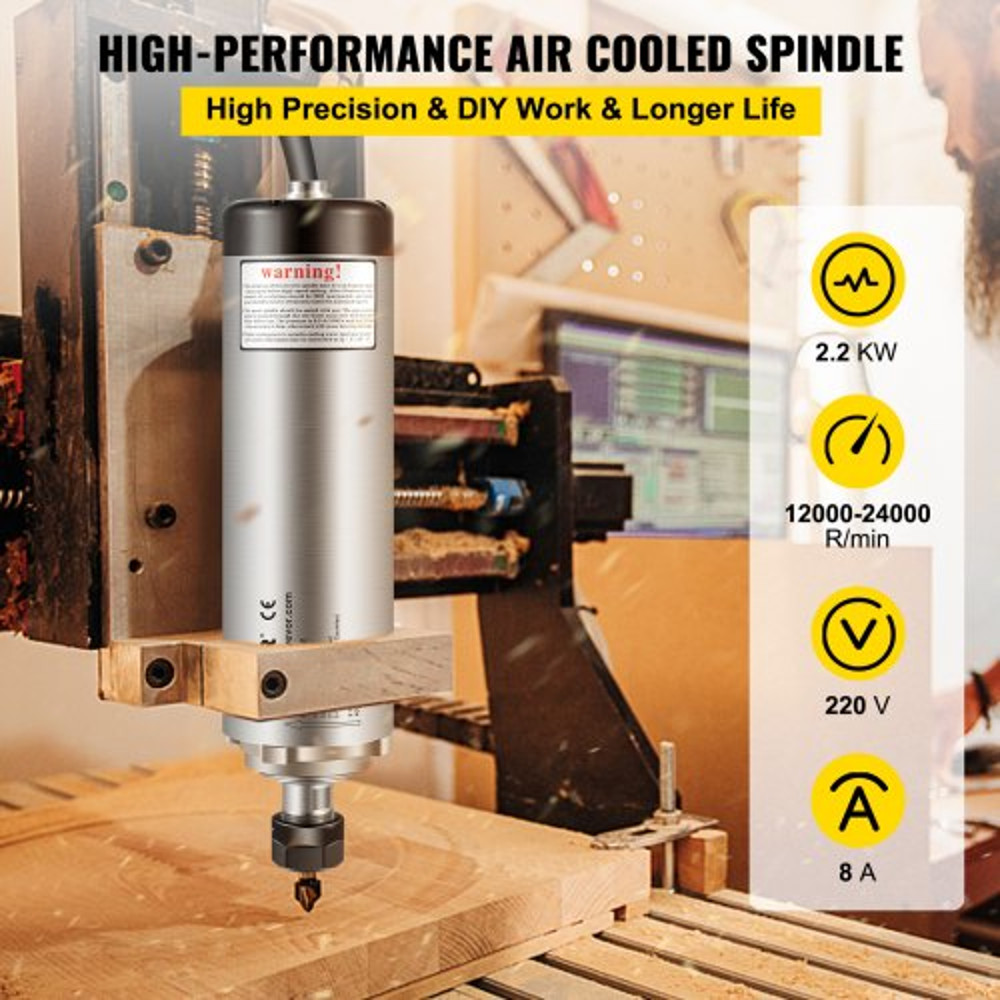 Air Cooled CNC Spindle Motor Collet, RPM Milling Engraving Grinding Spindle for CNC Router