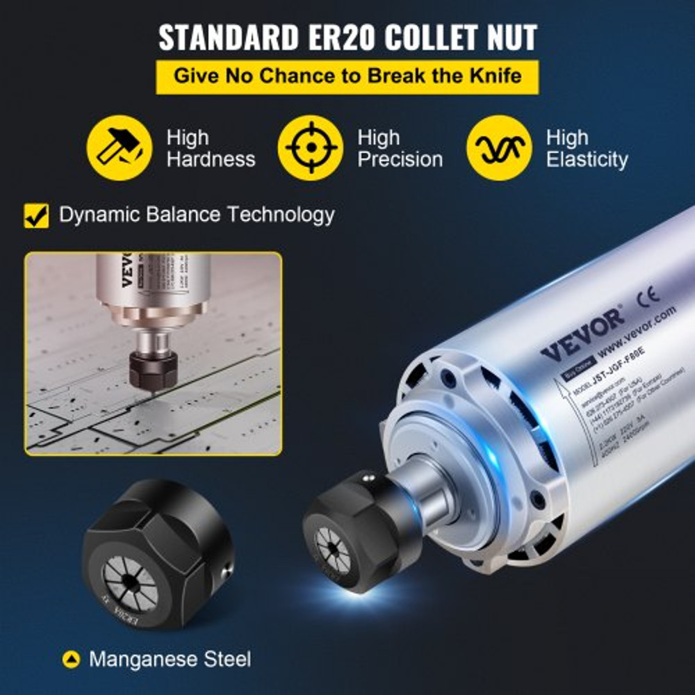 Air Cooled CNC Spindle Motor Collet, RPM Milling Engraving Grinding Spindle for CNC Router