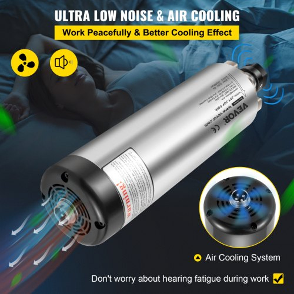 Air Cooled CNC Spindle Motor Collet, RPM Milling Engraving Grinding Spindle for CNC Router