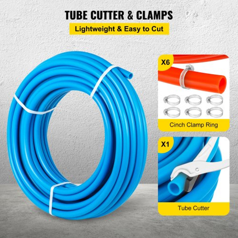 PEX Tubing Oxygen Barrier, Rolls of Red & Blue EVOH PEX-B Pipe for Radiant Floor Heating, Plumbing & Hydronic Systems