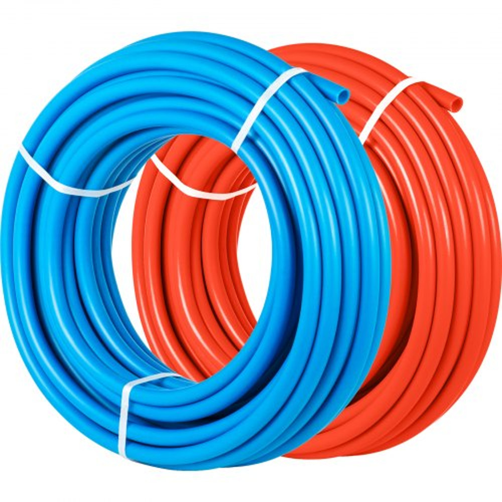 PEX Tubing Oxygen Barrier, Rolls of Red & Blue EVOH PEX-B Pipe for Radiant Floor Heating, Plumbing & Hydronic Systems