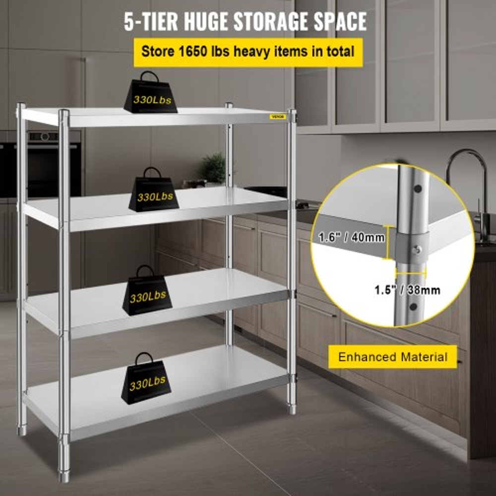 Heavy Duty Stainless Steel Shelving Adjustable Shelf Storage Unit For Kitchen Garage Commercial Off 3