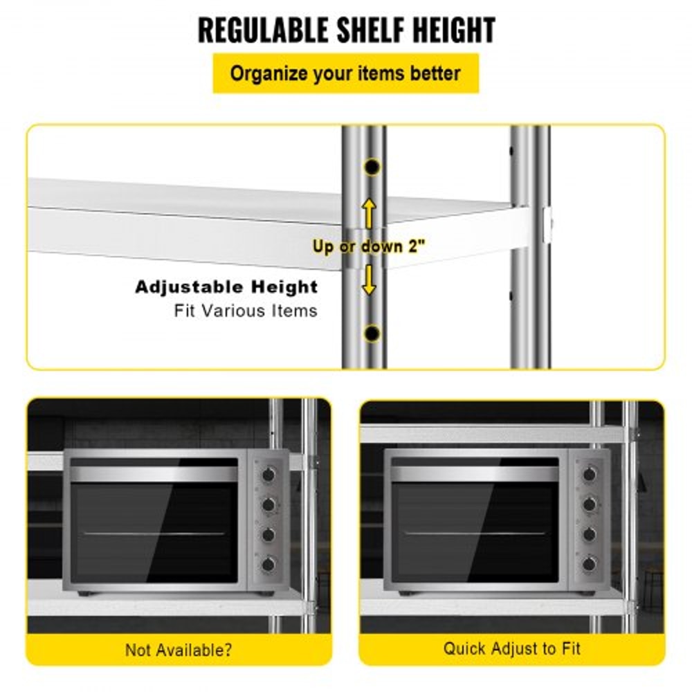 Heavy Duty Stainless Steel Shelving Adjustable Shelf Storage Unit For Kitchen Garage Commercial Off 5