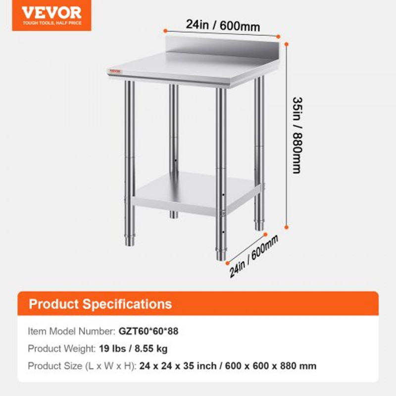 Commercial Stainless Steel Work Table Heavy Duty Prep Bench For Kitchen Restaurant Catering And Foo 7