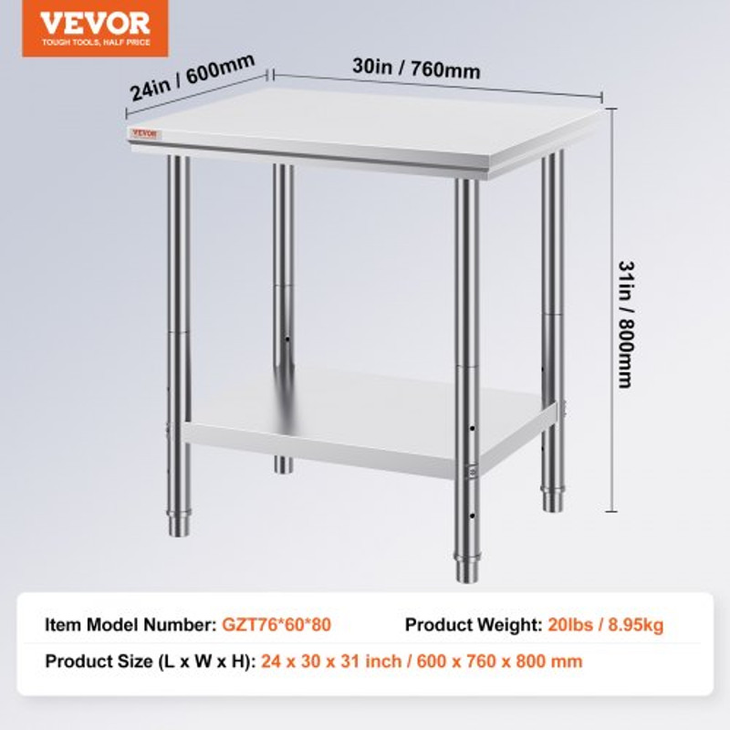 Commercial Worktable Workstation Heavy Duty Stainless Steel Work Table For Home Restaurant Metal P 7