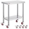 Stainless Steel Work Table With Wheels Heavy Duty Commercial Food Prep Worktable With Brake Adjust 0