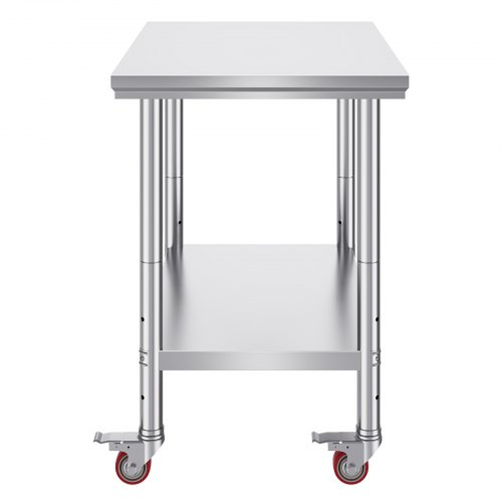 Stainless Steel Work Table With Wheels Heavy Duty Commercial Food Prep Worktable With Casters For R 10