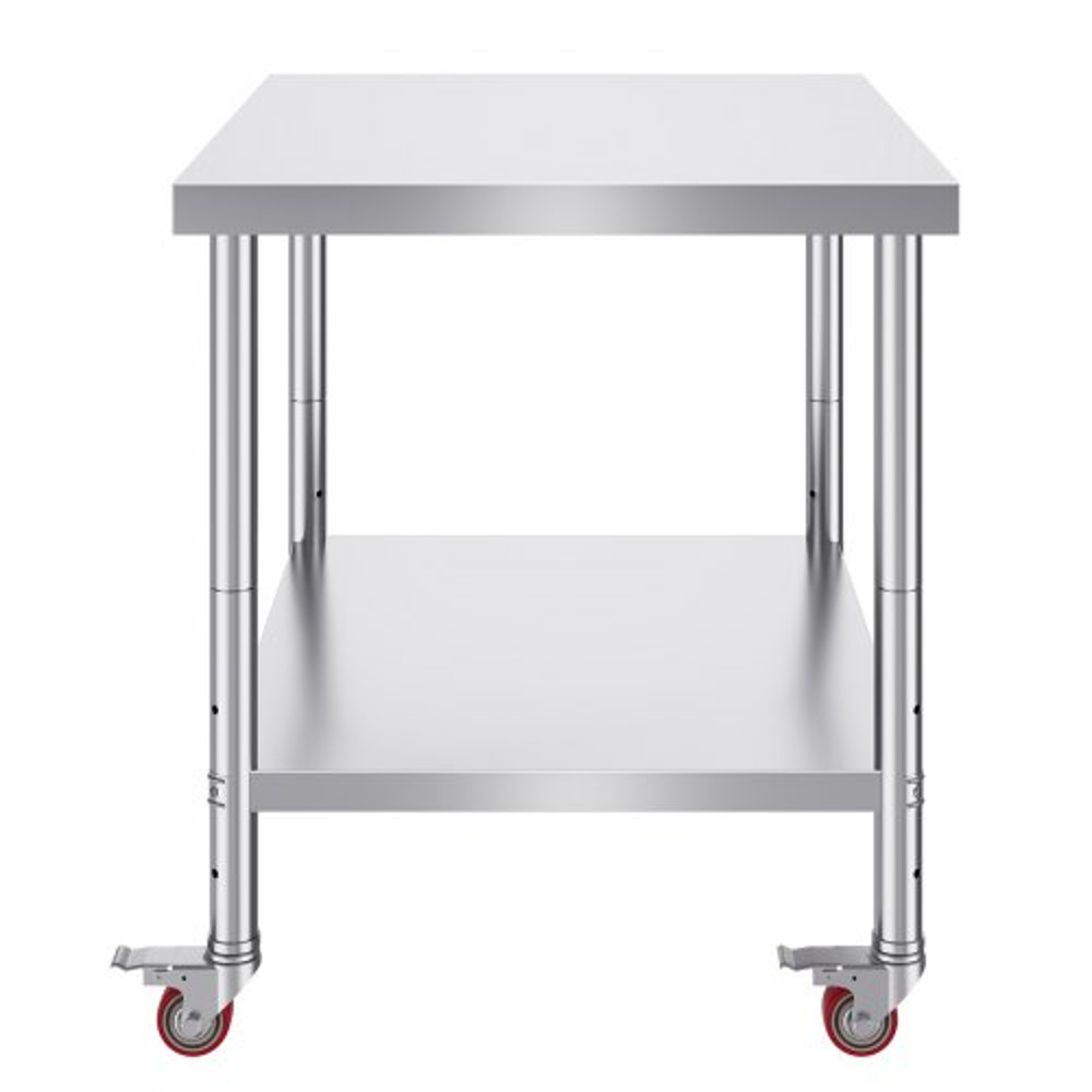 Stainless Steel Work Table Heavy Duty Commercial Food Prep Worktable With Adjustable Shelf Lockabl 10
