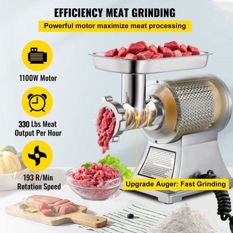 Commercial Meat Grinder Heavy Duty Electric Stainless Steel Meat Mincer W Blades Grinding Plates S 2