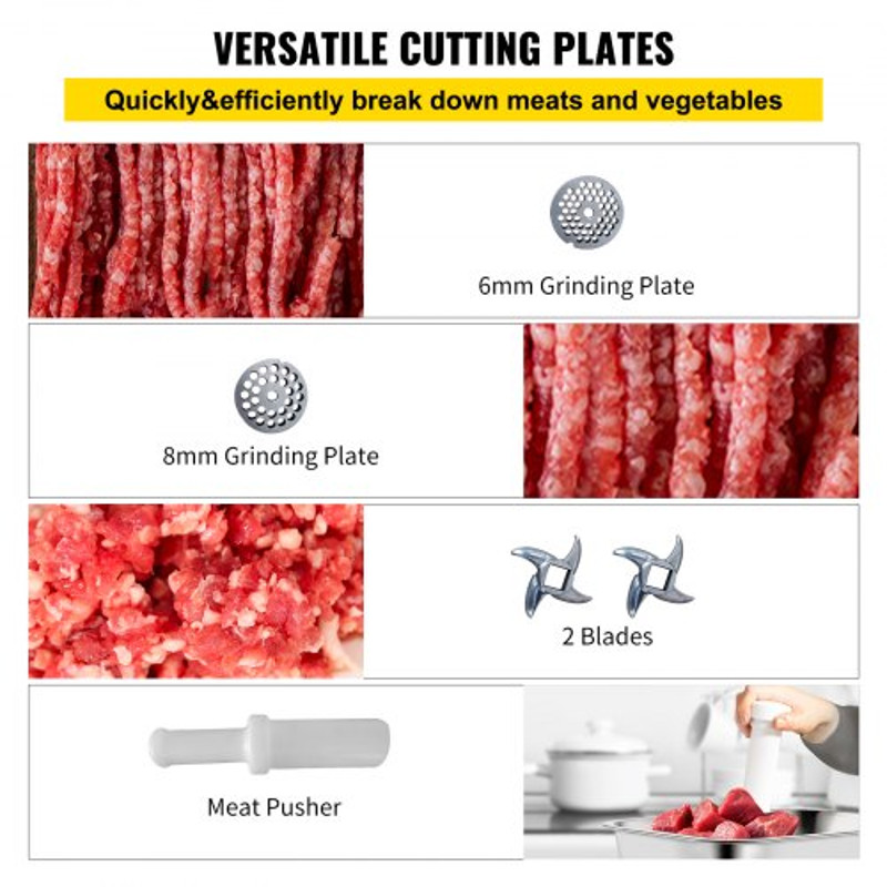 Commercial Meat Grinder Heavy Duty Electric Stainless Steel Meat Mincer W Blades Grinding Plates S 5