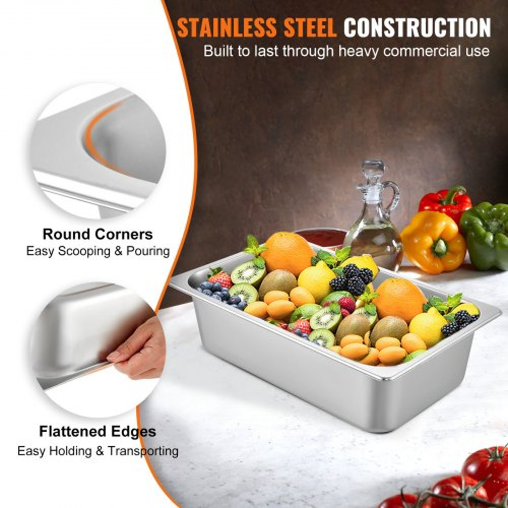 Steam Table Pans Full Size Deep Food Container Stainless Steel Oven Tray AntiJam Commercial Hotel P 3