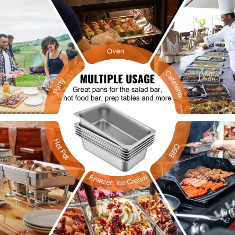 Steam Table Pans Full Size Deep Food Container Stainless Steel Oven Tray AntiJam Commercial Hotel P 6