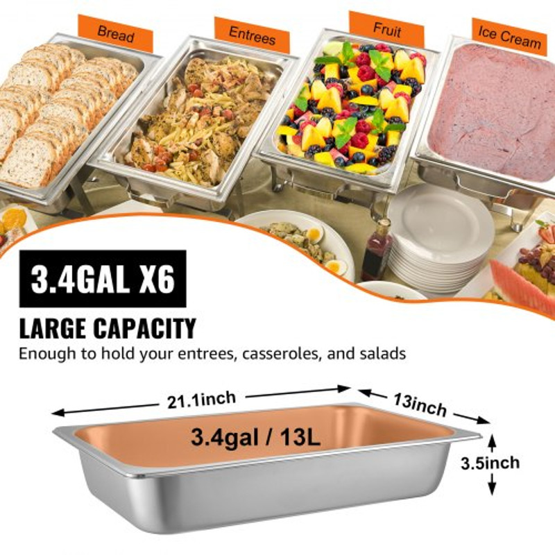 Steam Table Pans Full Size Deep Food Container AntiJam Stainless Steel Oven Tray Hotel Buffet Cater 4