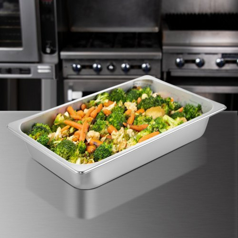 Steam Table Pans Full Size Deep Food Container AntiJam Stainless Steel Oven Tray Hotel Buffet Cater 1
