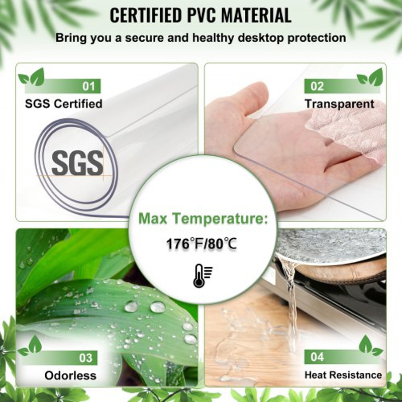 Thick Clear Desk Protector Table Pad Plastic Tablecloth Table Protector For Dining Room Table Water 3